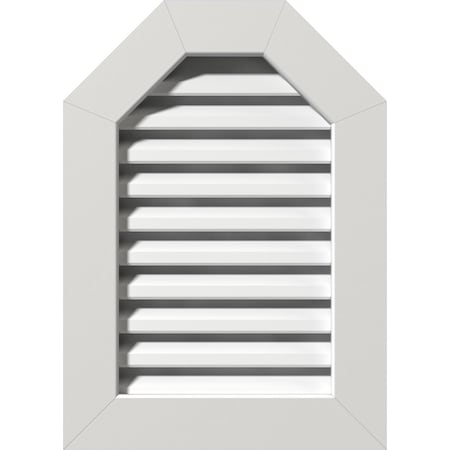 Octagonal Top Gable Vent Functional, PVC Gable Vent W/ 1 X 4 Flat Trim Frame, 30W X 18H